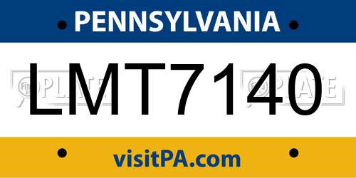 LMT7140 Pennsylvania License Plate