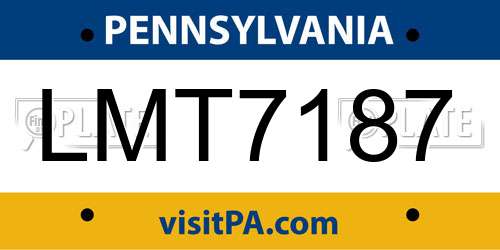 LMT7187 Pennsylvania License Plate