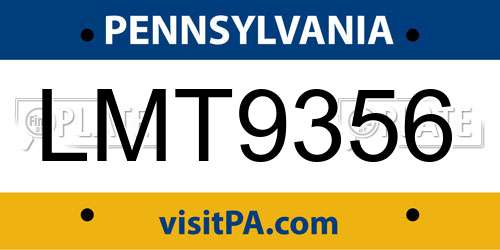LMT9356 Pennsylvania License Plate