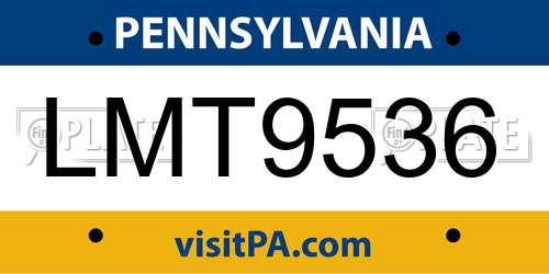 LMT9536 Pennsylvania License Plate