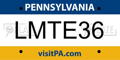 LMTE36 Pennsylvania License Plate
