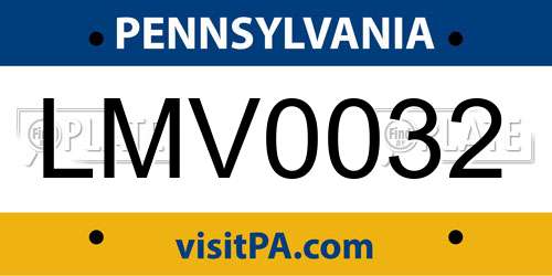 LMV0032 Pennsylvania License Plate