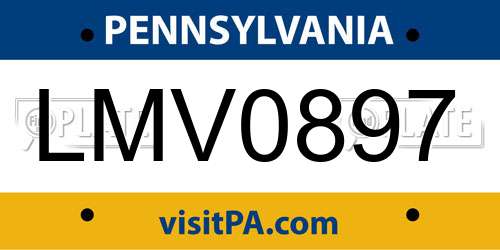 LMV0897 Pennsylvania License Plate