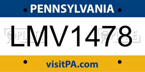 LMV1478 Pennsylvania License Plate