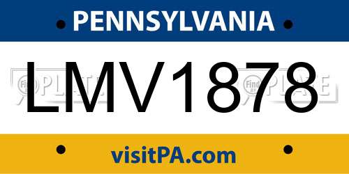 LMV1878 Pennsylvania License Plate