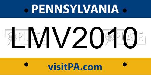 LMV2010 Pennsylvania License Plate