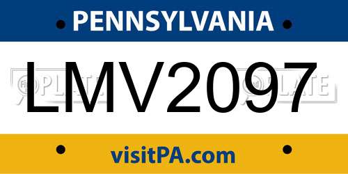 LMV2097 Pennsylvania License Plate