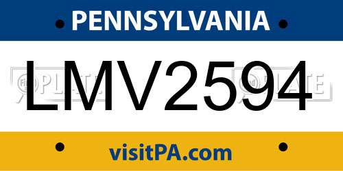 LMV2594 Pennsylvania License Plate