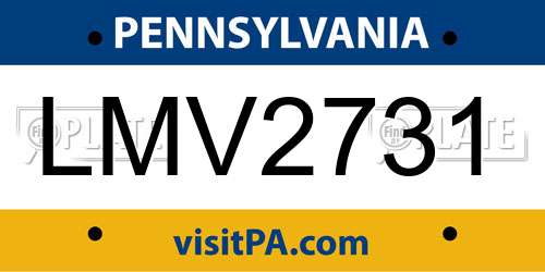 LMV2731 Pennsylvania License Plate