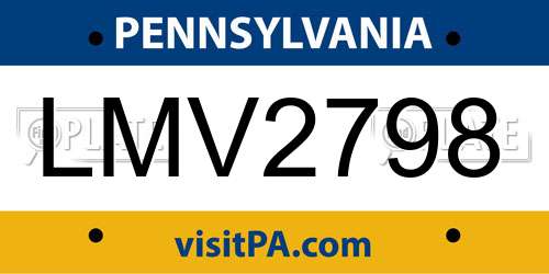 LMV2798 Pennsylvania License Plate