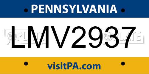 LMV2937 Pennsylvania License Plate