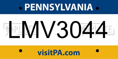 LMV3044 Pennsylvania License Plate