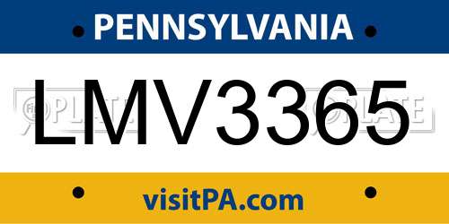 LMV3365 Pennsylvania License Plate