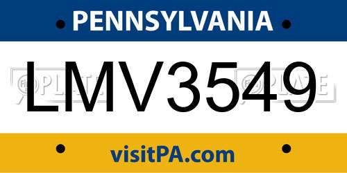 LMV3549 Pennsylvania License Plate