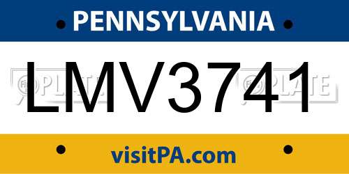 LMV3741 Pennsylvania License Plate