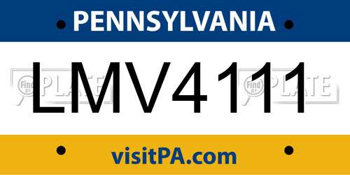 LMV4111 Pennsylvania License Plate