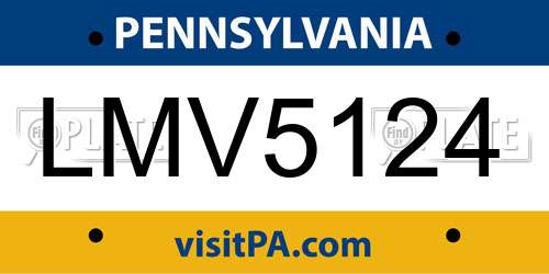 LMV5124 Pennsylvania License Plate