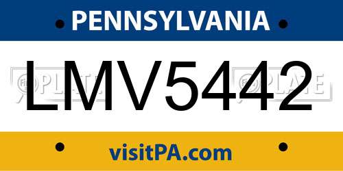 LMV5442 Pennsylvania License Plate