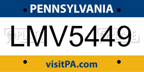 LMV5449 Pennsylvania License Plate