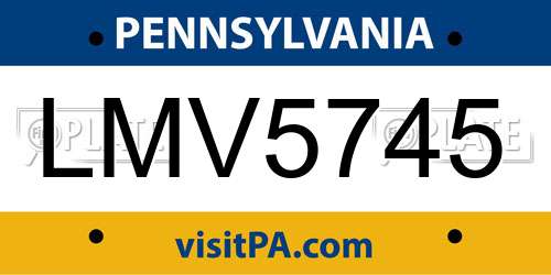LMV5745 Pennsylvania License Plate