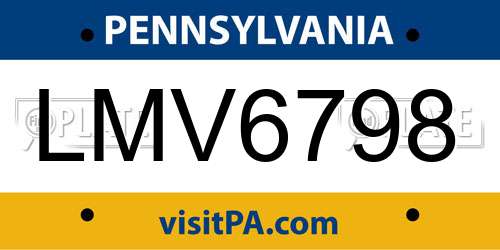 LMV6798 Pennsylvania License Plate