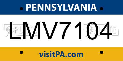 LMV7104 Pennsylvania License Plate