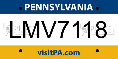 LMV7118 Pennsylvania License Plate