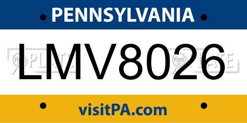 LMV8026 Pennsylvania License Plate