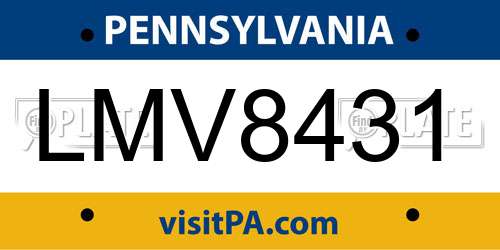 LMV8431 Pennsylvania License Plate