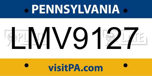 LMV9127 Pennsylvania License Plate