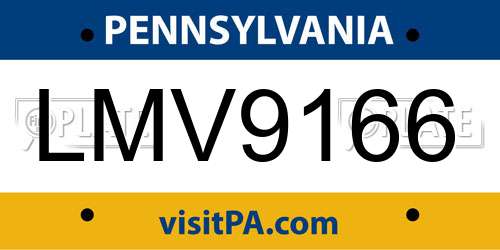 LMV9166 Pennsylvania License Plate