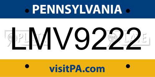LMV9222 Pennsylvania License Plate