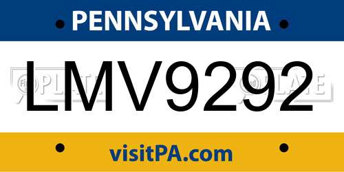 LMV9292 Pennsylvania License Plate