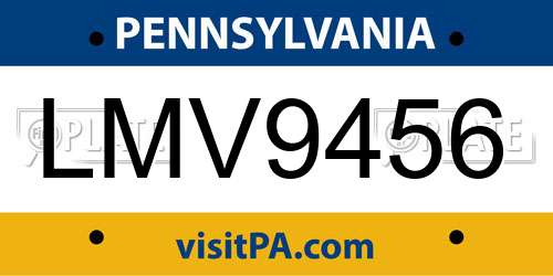 LMV9456 Pennsylvania License Plate