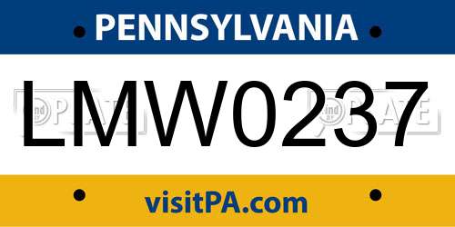 LMW0237 Pennsylvania License Plate