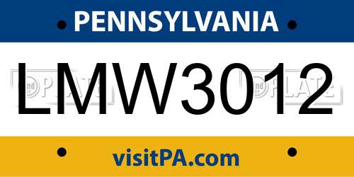 LMW3012 Pennsylvania License Plate