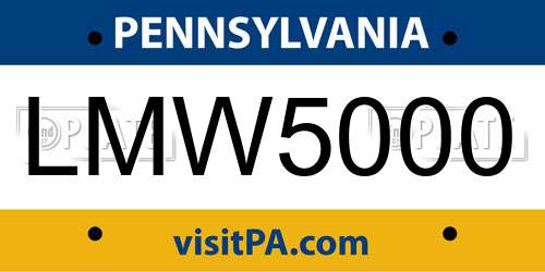 LMW5000 Pennsylvania License Plate