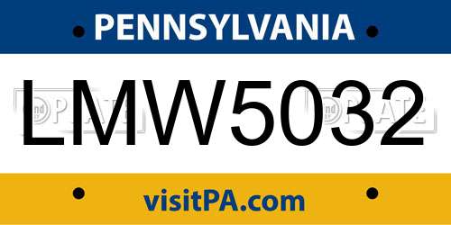 LMW5032 Pennsylvania License Plate