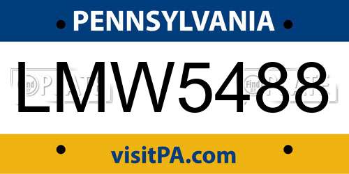 LMW5488 Pennsylvania License Plate