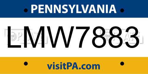LMW7883 Pennsylvania License Plate