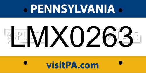 LMX0263 Pennsylvania License Plate