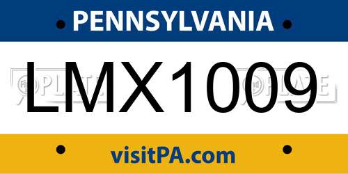 LMX1009 Pennsylvania License Plate