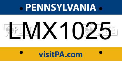 LMX1025 Pennsylvania License Plate