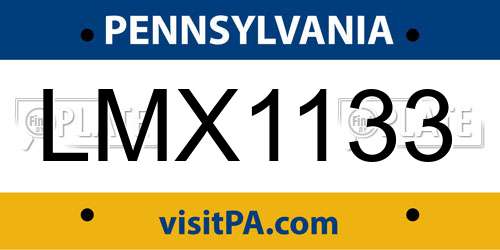 LMX1133 Pennsylvania License Plate