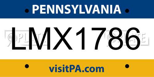LMX1786 Pennsylvania License Plate