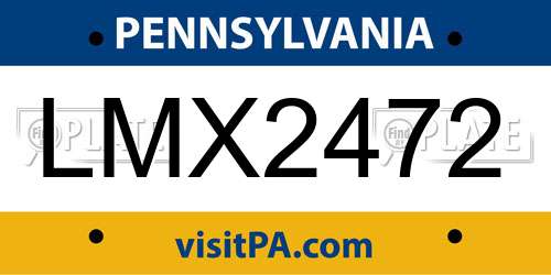 LMX2472 Pennsylvania License Plate