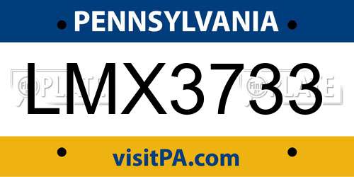 LMX3733 Pennsylvania License Plate