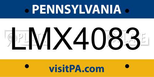 LMX4083 Pennsylvania License Plate