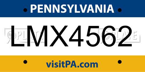 LMX4562 Pennsylvania License Plate