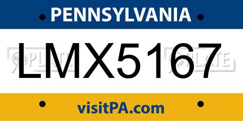 LMX5167 Pennsylvania License Plate